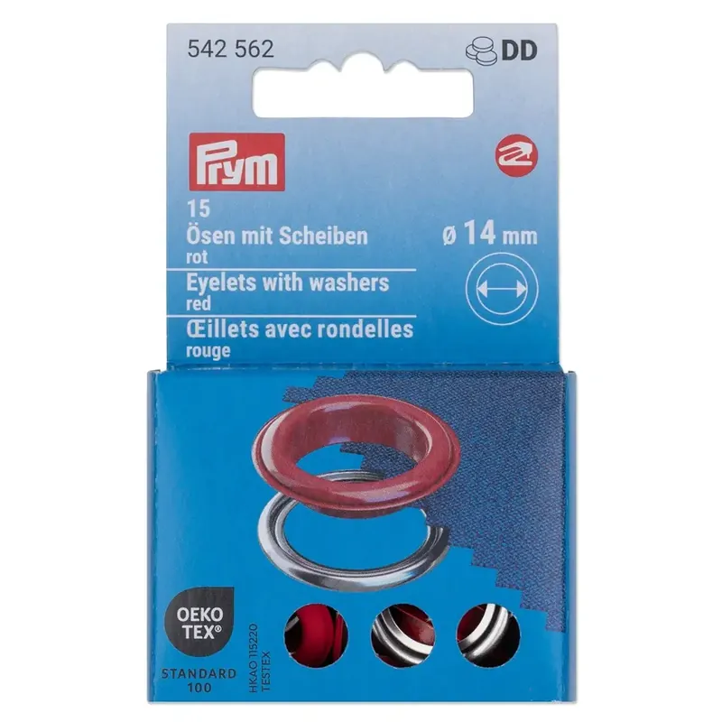 15 Ösen mit Scheiben 14mm rot – für das Prym Vario Creative Tool Mega-Angebot