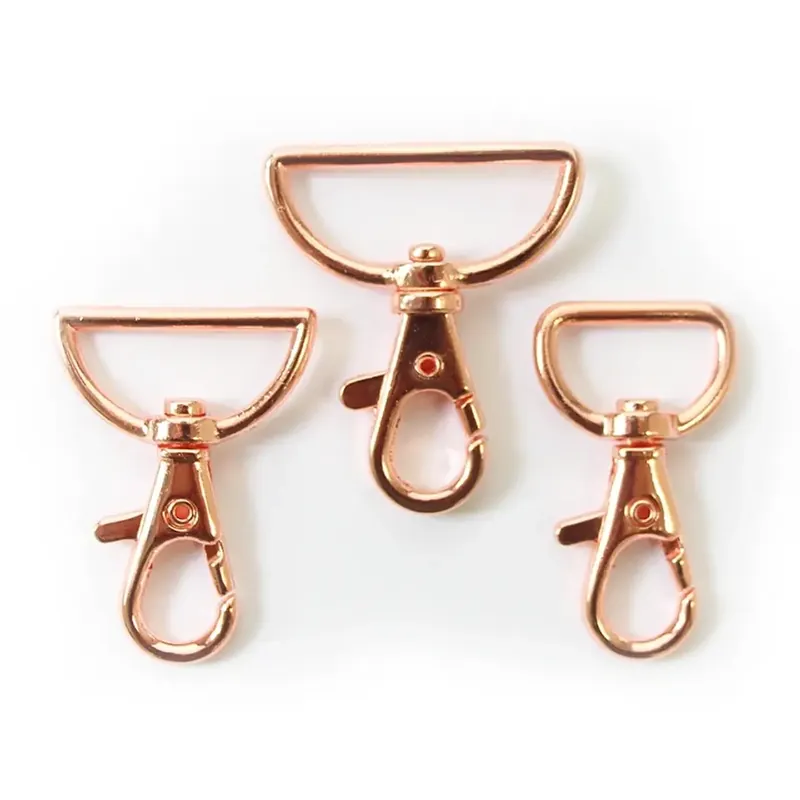 Bestpreis Metall Karabiner 30mm rose gold kupfer – für Taschen & Gurtbänder – drehbares Gelenk