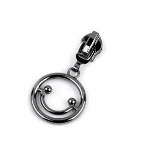 Zipper Smiley gunmetal schwarz mit Gelenk für 5mm Spirale Endlosreißverschluss SR5 Beliebt