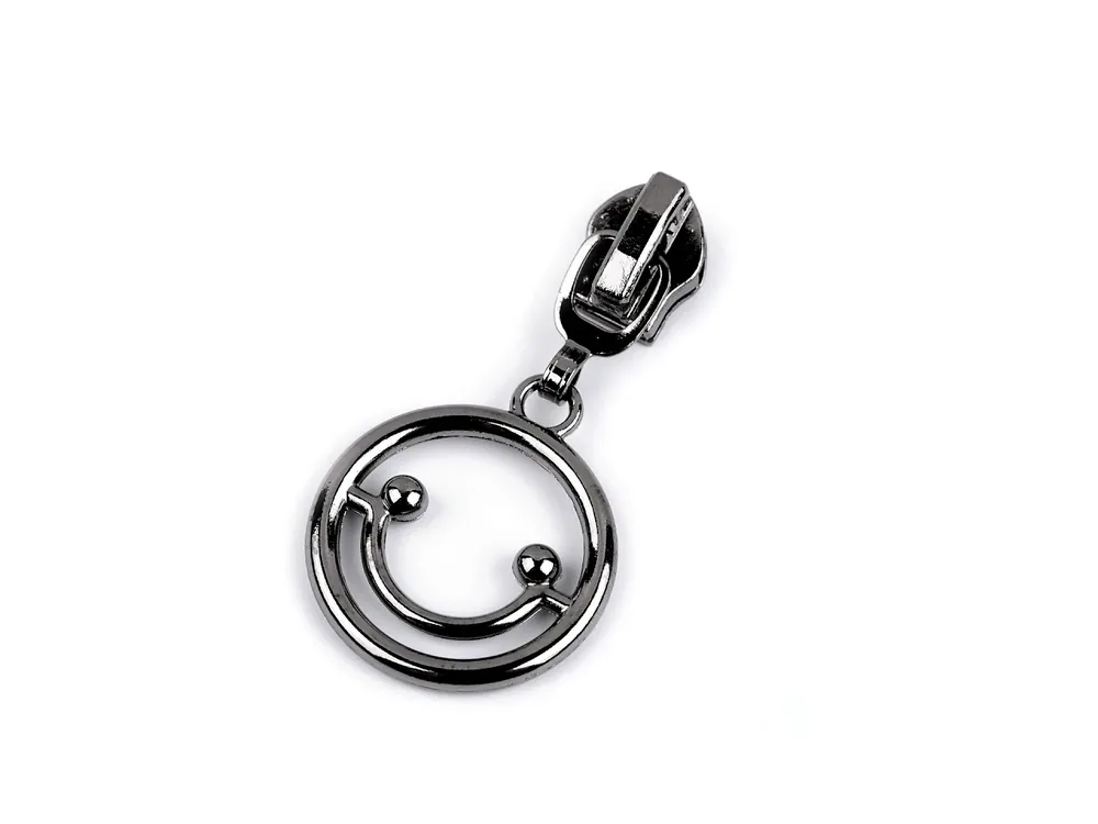 Zipper Smiley gunmetal schwarz mit Gelenk für 5mm Spirale Endlosreißverschluss SR5 Beliebt