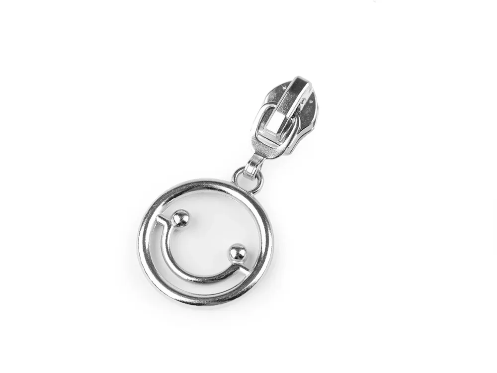 Zipper Smiley silber mit Gelenk für 5mm Spirale Endlosreißverschluss SR5 Heute Kaufen