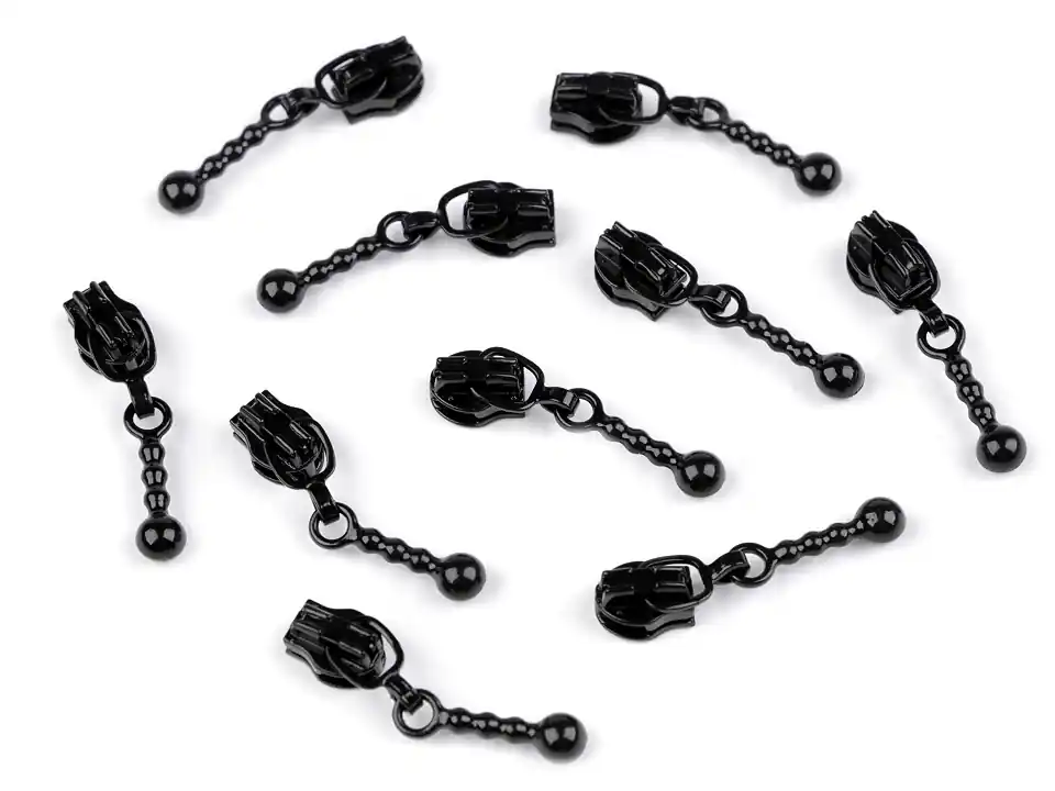 Letzte Chance Zipper Kugeln schwarz für 3mm Spirale Endlosreißverschluss SR3