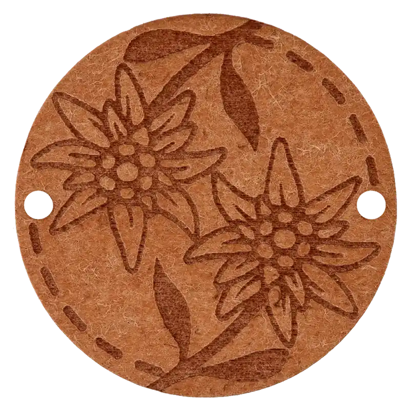 Aufnäher Label Edelweiß braun – für einzigartige Nähprojekte, Strickwerke & Trachtenmode Ausverkauf