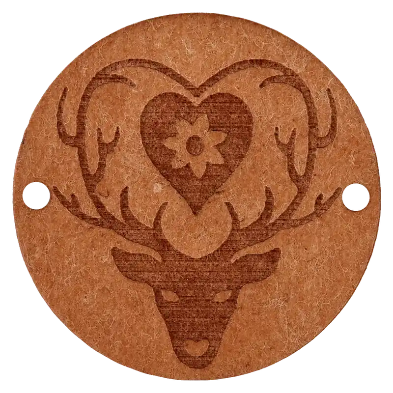 Super-Preis Aufnäher Label Hirsch Herz braun – für einzigartige Nähprojekte, Strickwerke & Trachtenmode