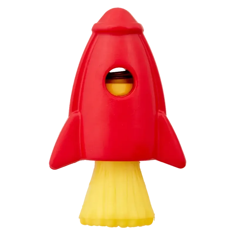 Handgefertigt Kordelstopper Rakete in rot – für Kordeln bis Ø4mm