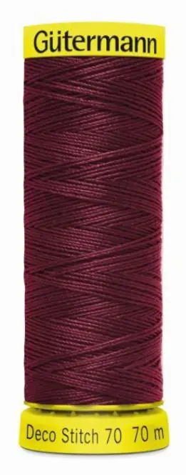 Deco Stitch 70 bordeaux rot – 70m kräftiges Nähgarn Fb. 0369 von Gütermann für Zierstiche und Steppn Premium