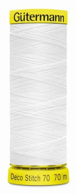 Deco Stitch 70 weiß – 70m kräftiges Nähgarn Fb. 0800 von Gütermann für Zierstiche und Steppnähte Beliebt
