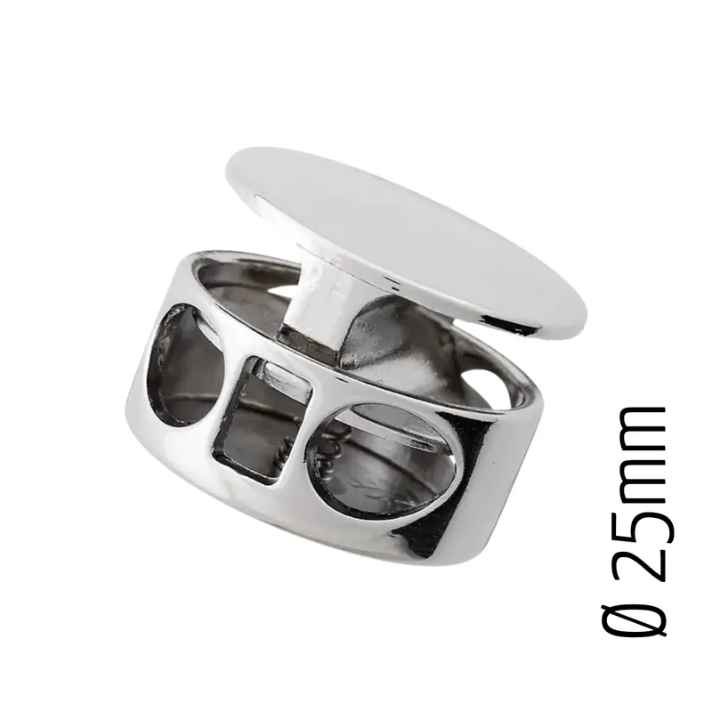 Günstig Maxi Kordelstopper aus Metall Ø2,5cm – rund silber für Kordeln bis Ø8mm