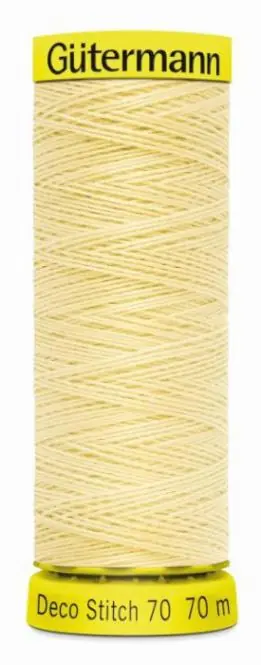 Preisknaller Deco Stitch 70 helles gelb – 70m kräftiges Nähgarn Fb. 0325 von Gütermann für Zierstiche und Steppnä