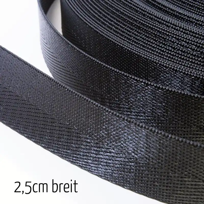 Kostenfreie Lieferung Gurtband schwarz 2,5cm breit – Taschengurt Gürtelband Sicherheitsgurt
