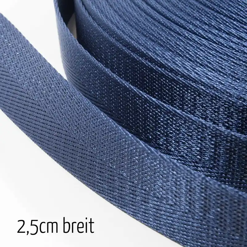 Gurtband dunkelblau 2,5cm breit – Taschengurt Gürtelband Sicherheitsgurt Top-Seller