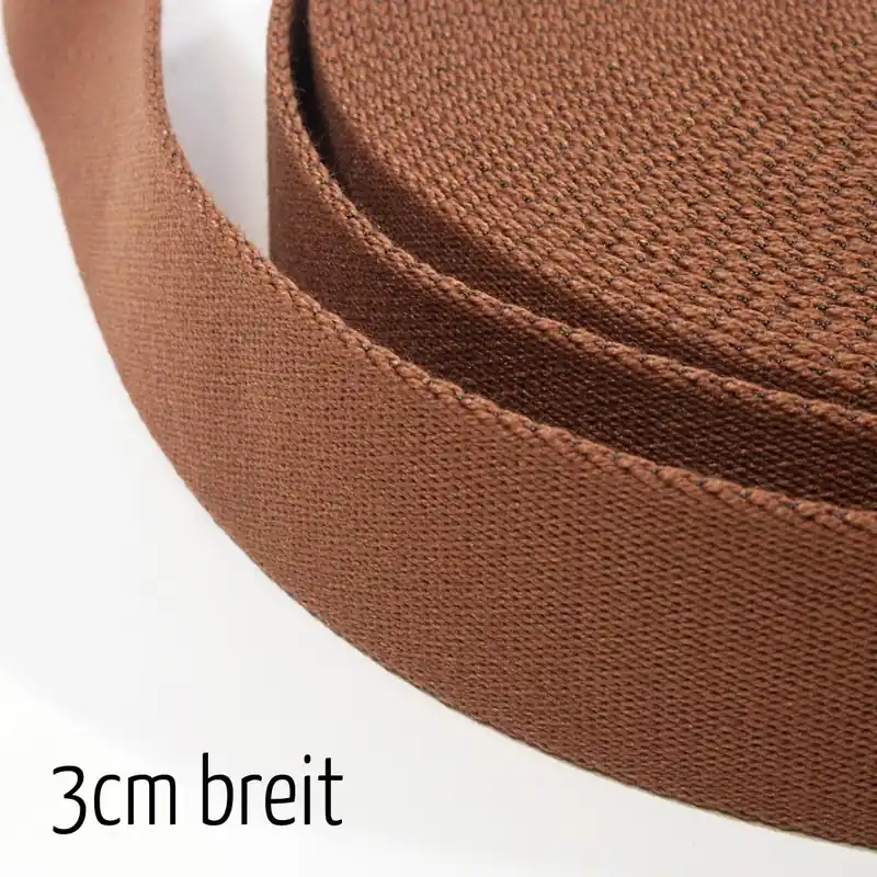 Aktuell 3cm breites Gurtband schoko braun – für Gürtel Taschen oder Gurte