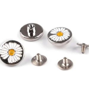 Jetzt Bestellen Jeansknopf aus Metall mit Blüte weiß 26" zum schrauben - Metallknopf Schraubknopf Margerite