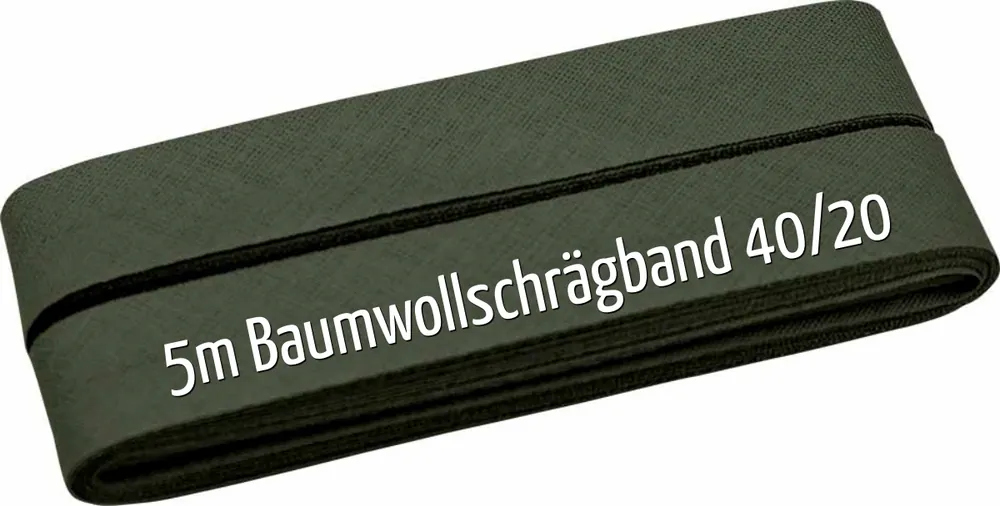 Mega-Angebot 5m Schrägband aus Baumwolle oliv grün – Baumwollschrägband 40/20/10