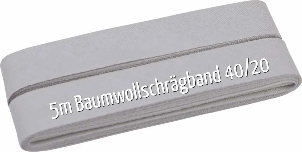 5m Schrägband aus Baumwolle hellgrau – Baumwollschrägband 40/20/10 Begrenztes Angebot
