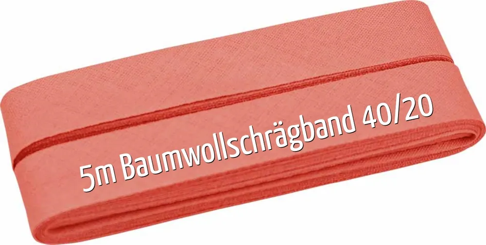 5m Schrägband aus Baumwolle lachs – Baumwollschrägband 40/20/10 Markenware