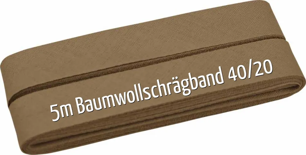 Beliebt 5m Schrägband aus Baumwolle hellbraun beige – Baumwollschrägband 40/20/10