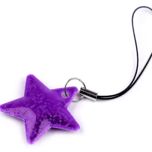 Knallerangebot Reflektor Reißverschlussanhänger Stern lila - reflektiert im Dunkeln