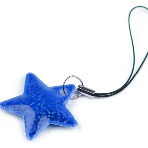 Neue Ware Reflektor Reißverschlussanhänger Stern blau - reflektiert im Dunkeln