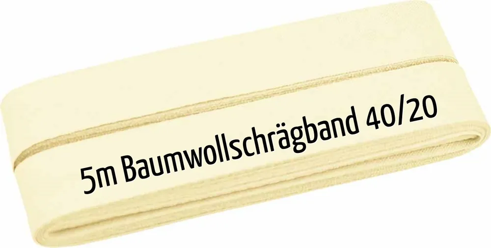 5m Schrägband aus Baumwolle elfenbein – Baumwollschrägband 40/20/10 Heißes Angebot