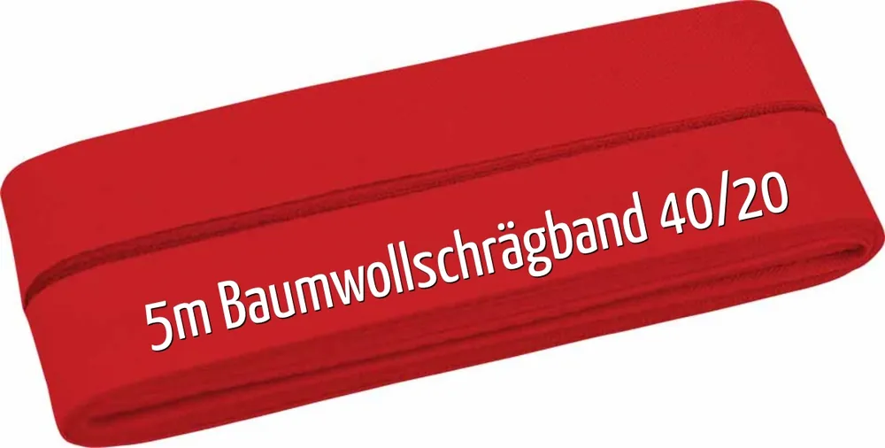5m Schrägband aus Baumwolle rot – Baumwollschrägband 40/20/10 Preisreduziert