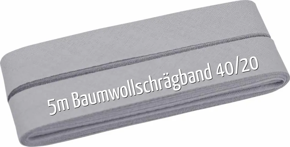 Rabatt 5m Schrägband aus Baumwolle silbergrau – Baumwollschrägband 40/20/10