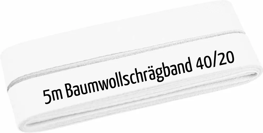 5m Schrägband aus Baumwolle weiß – Baumwollschrägband 40/20/10 Rabatt