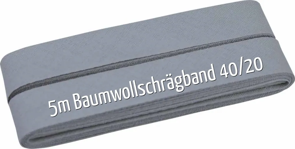 Geprüft 5m Schrägband aus Baumwolle blaugrau – Baumwollschrägband 40/20/10