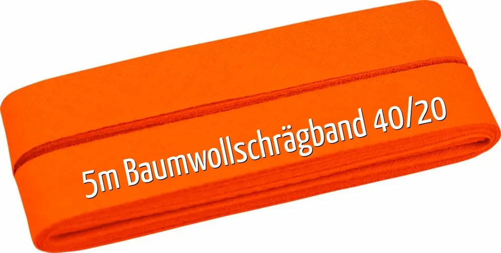 Mengenrabatt 5m Schrägband aus Baumwolle orange – Baumwollschrägband 40/20/10