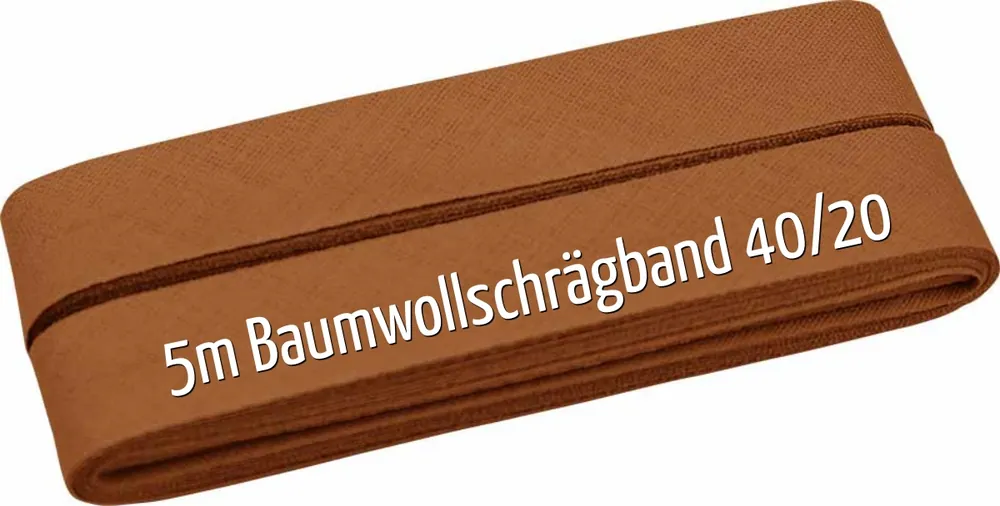 5m Schrägband aus Baumwolle karamell braun – Baumwollschrägband 40/20/10 Weltweiter Versand