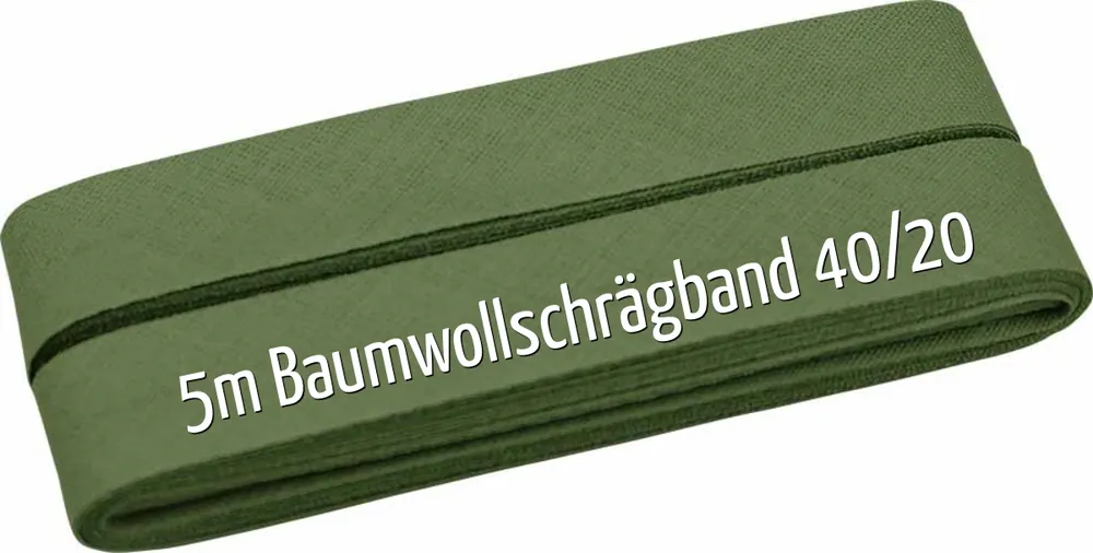 5m Schrägband aus Baumwolle khaki oliv – Baumwollschrägband 40/20/10 Bestpreis