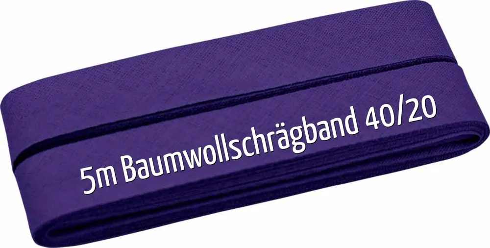 5m Schrägband aus Baumwolle violett – Baumwollschrägband 40/20/10 Wochenendangebot