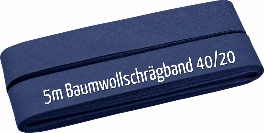 Handgefertigt 5m Schrägband aus Baumwolle dunkelblau – Baumwollschrägband 40/20/10