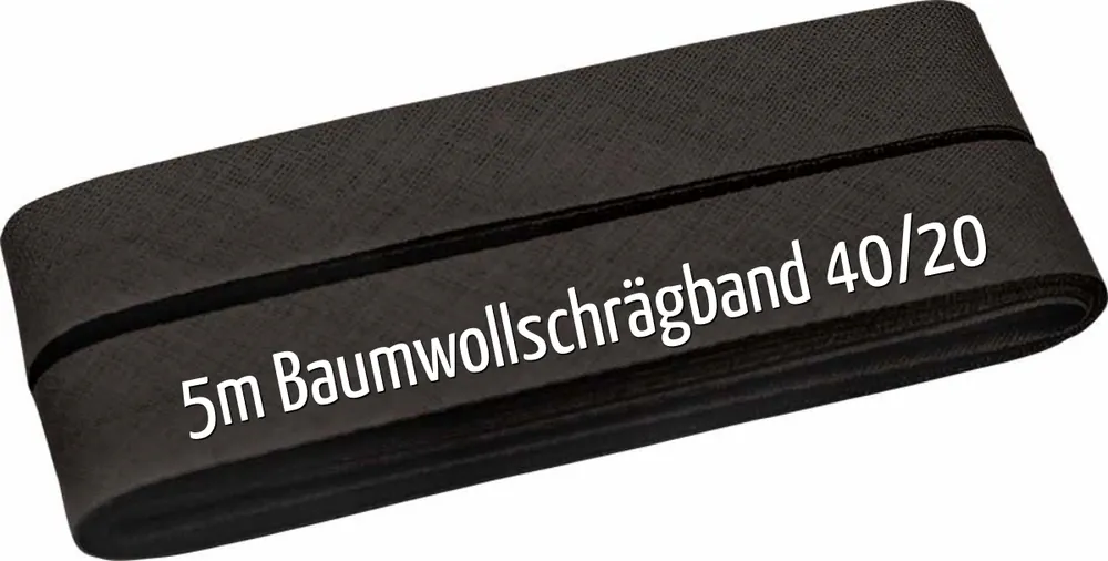 Neue Ware 5m Schrägband aus Baumwolle dunkelbraun – Baumwollschrägband 40/20/10