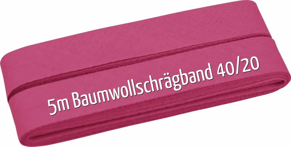 5m Schrägband aus Baumwolle himbeere – Baumwollschrägband 40/20/10 Beliebt