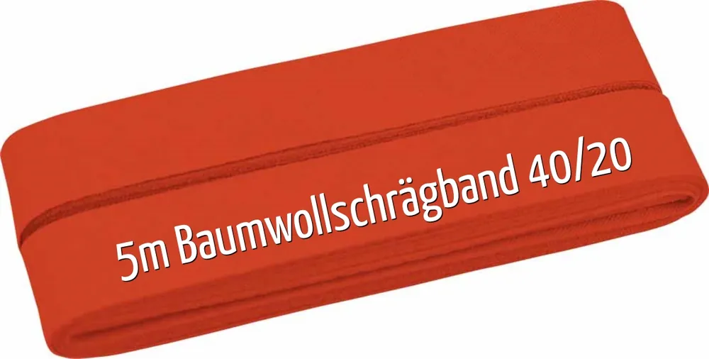 Echt 5m Schrägband aus Baumwolle tomatenrot – Baumwollschrägband 40/20/10