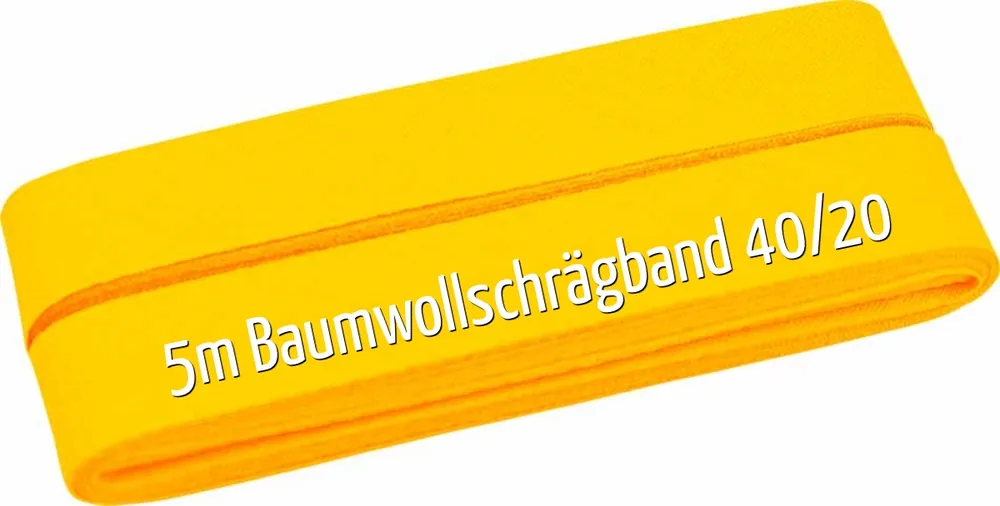5m Schrägband aus Baumwolle sonnengelb – Baumwollschrägband 40/20/10 Hochwertig