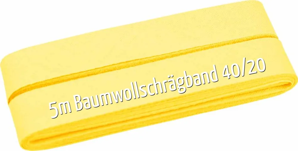 Kracherpreis 5m Schrägband aus Baumwolle hellgelb – Baumwollschrägband 40/20/10