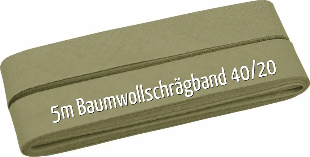 5m Schrägband aus Baumwolle khaki – Baumwollschrägband 40/20/10 Direktkauf