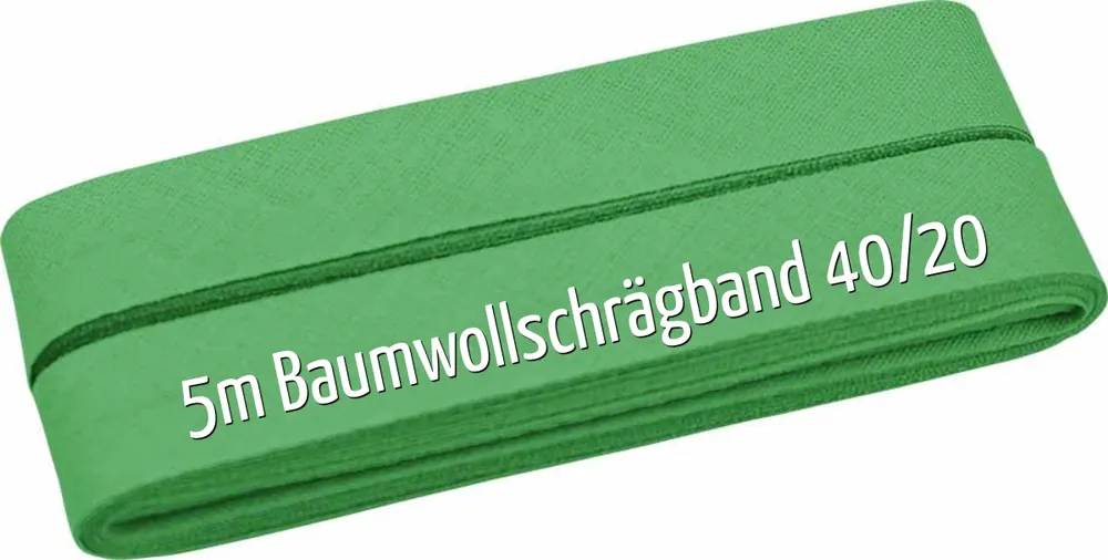 Handgefertigt 5m Schrägband aus Baumwolle grün – Baumwollschrägband 40/20/10