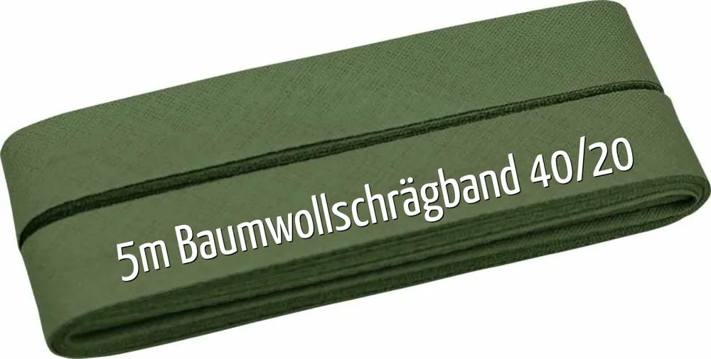 Bestseller 5m Schrägband aus Baumwolle olivgrün – Baumwollschrägband 40/20/10