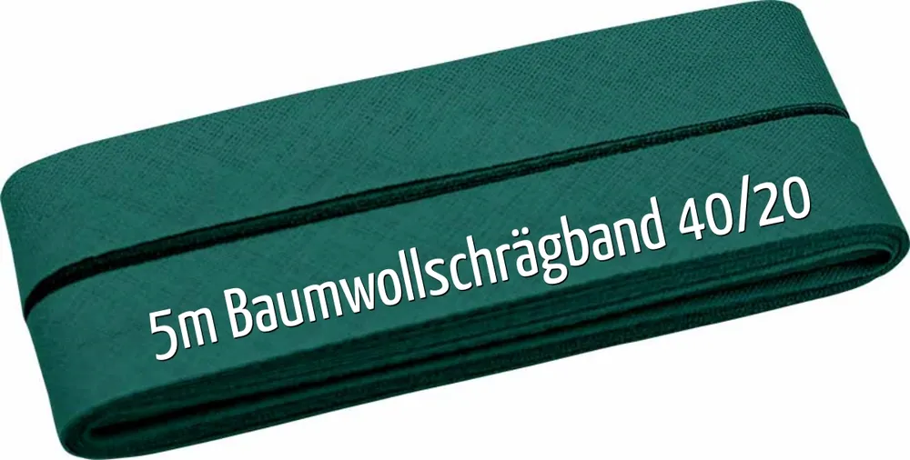Preiswert 5m Schrägband aus Baumwolle blass dunkelgrün – Baumwollschrägband 40/20/10