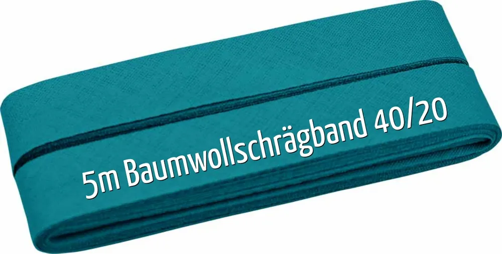 Letzte Chance 5m Schrägband aus Baumwolle petrol – Baumwollschrägband 40/20/10