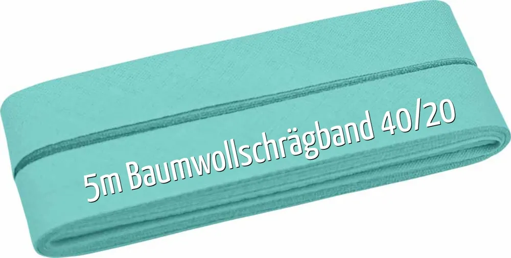 5m Schrägband aus Baumwolle hellmint – Baumwollschrägband 40/20/10 Geld-Zurück-Garantie