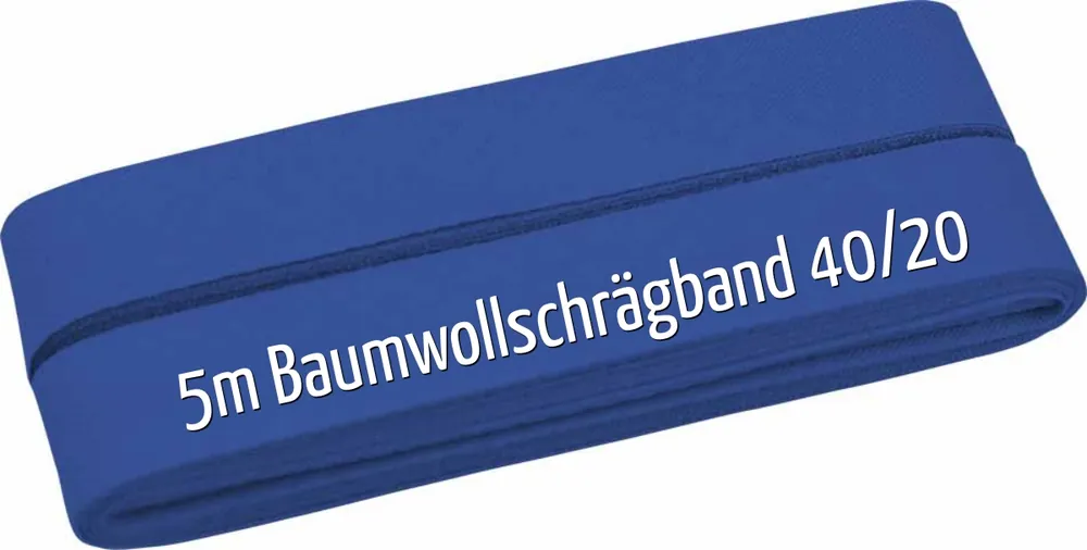 5m Schrägband aus Baumwolle blau – Baumwollschrägband 40/20/10 Premium