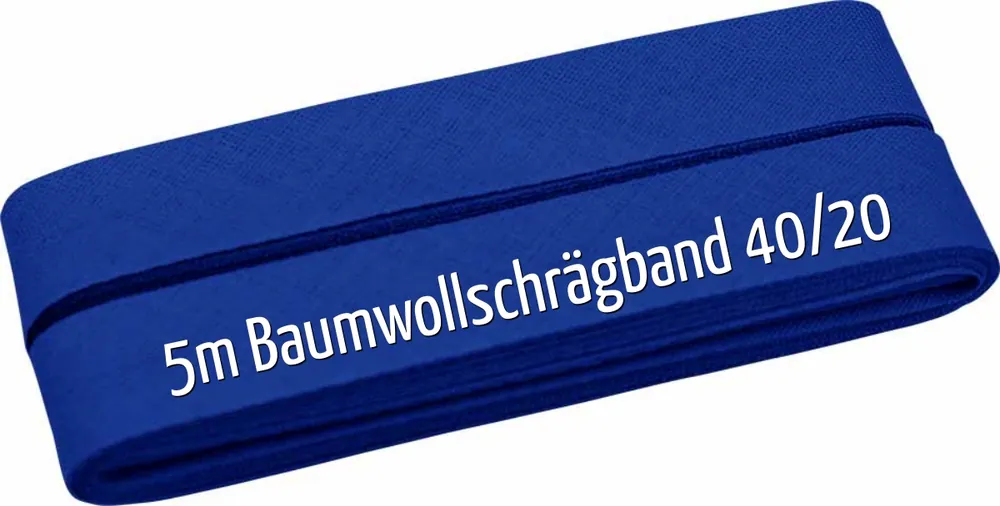 Geprüft 5m Schrägband aus Baumwolle royalblau – Baumwollschrägband 40/20/10
