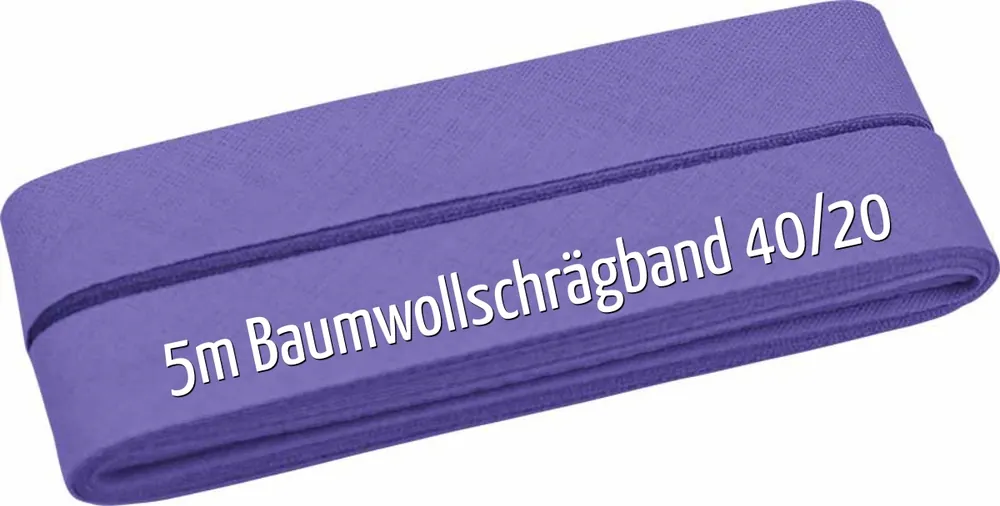5m Schrägband aus Baumwolle flieder – Baumwollschrägband 40/20/10 Ausverkauf