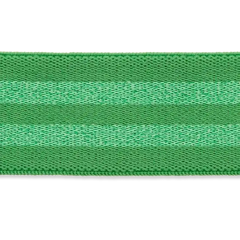 3cm breites weiches Gummiband mit Metallic Streifen grün – Hosengummi für Shorts und Röcke Premium