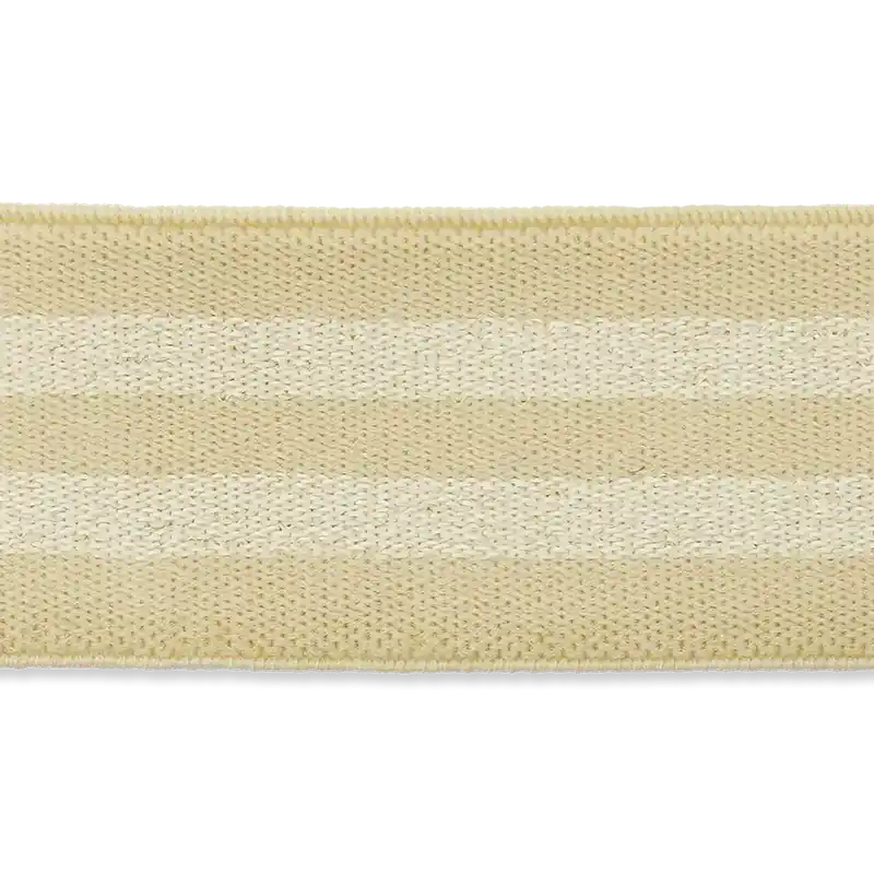 3cm breites weiches Gummiband mit Metallic Streifen beige – Hosengummi für Shorts und Röcke Solange Der Vorrat Reicht