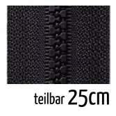 Reißverschluss Profil 5mm schwarz teilbar 25cm lang für Jacken und Westen Geprüft